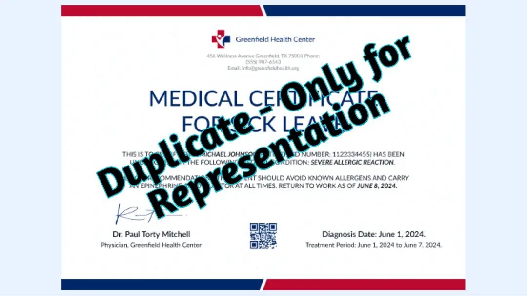 Fake Medical Certificate 